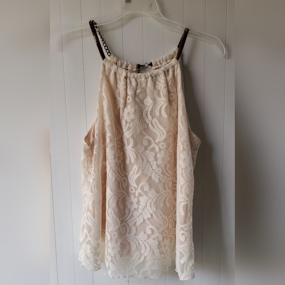 Lace overlay halter-style top by A'gaci in size M - Picture 1 of 8